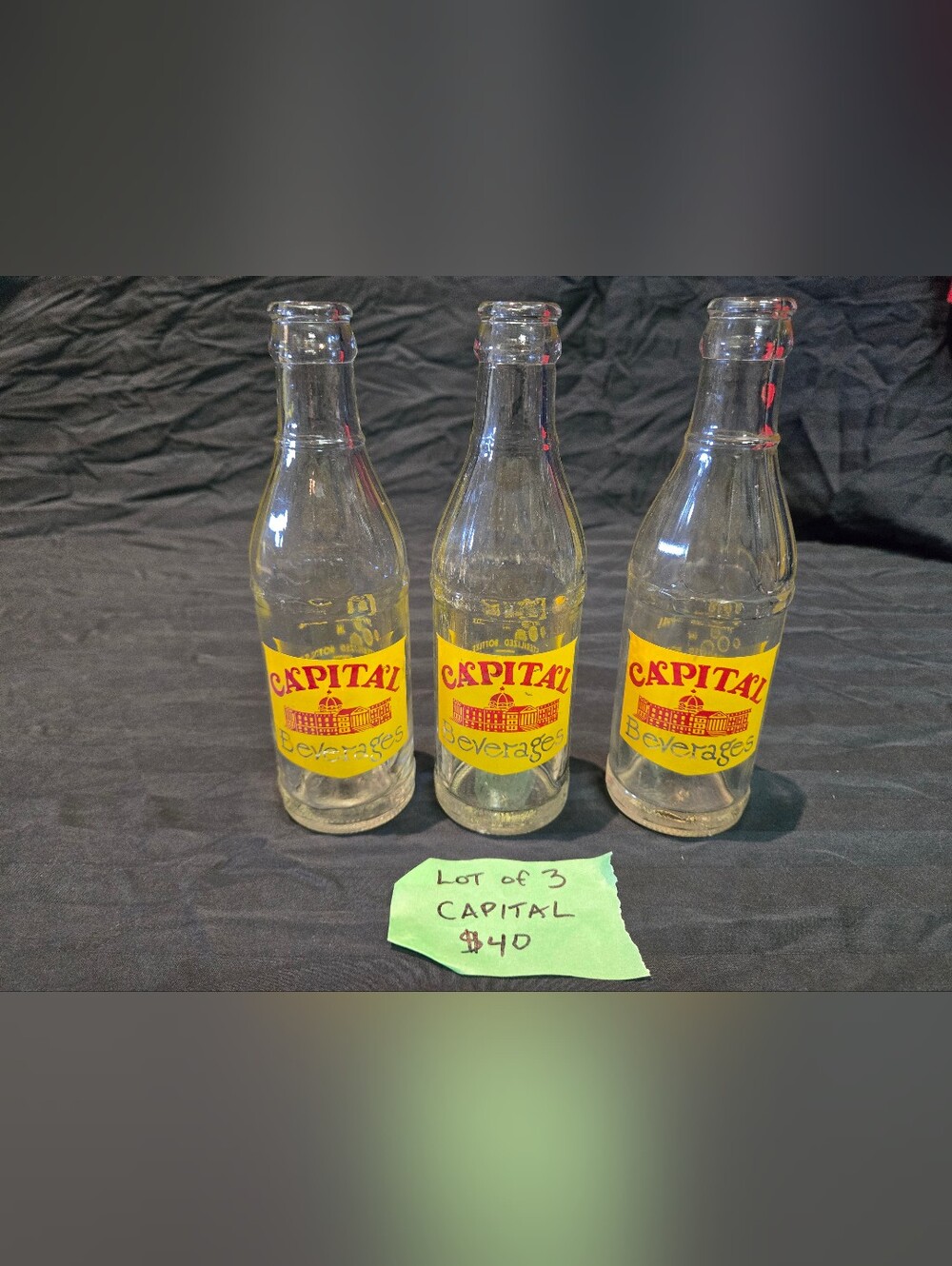 Vintage Capital Beverage Glass Bottles (Set of 3)